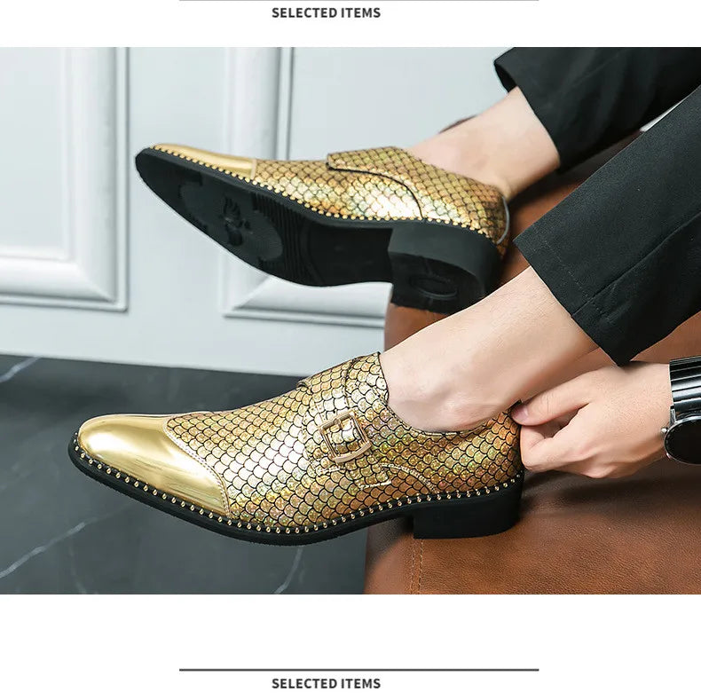 Glitter Men Formal Shoes Moccasins Italian Leather Luxury Fashion LADYLYS