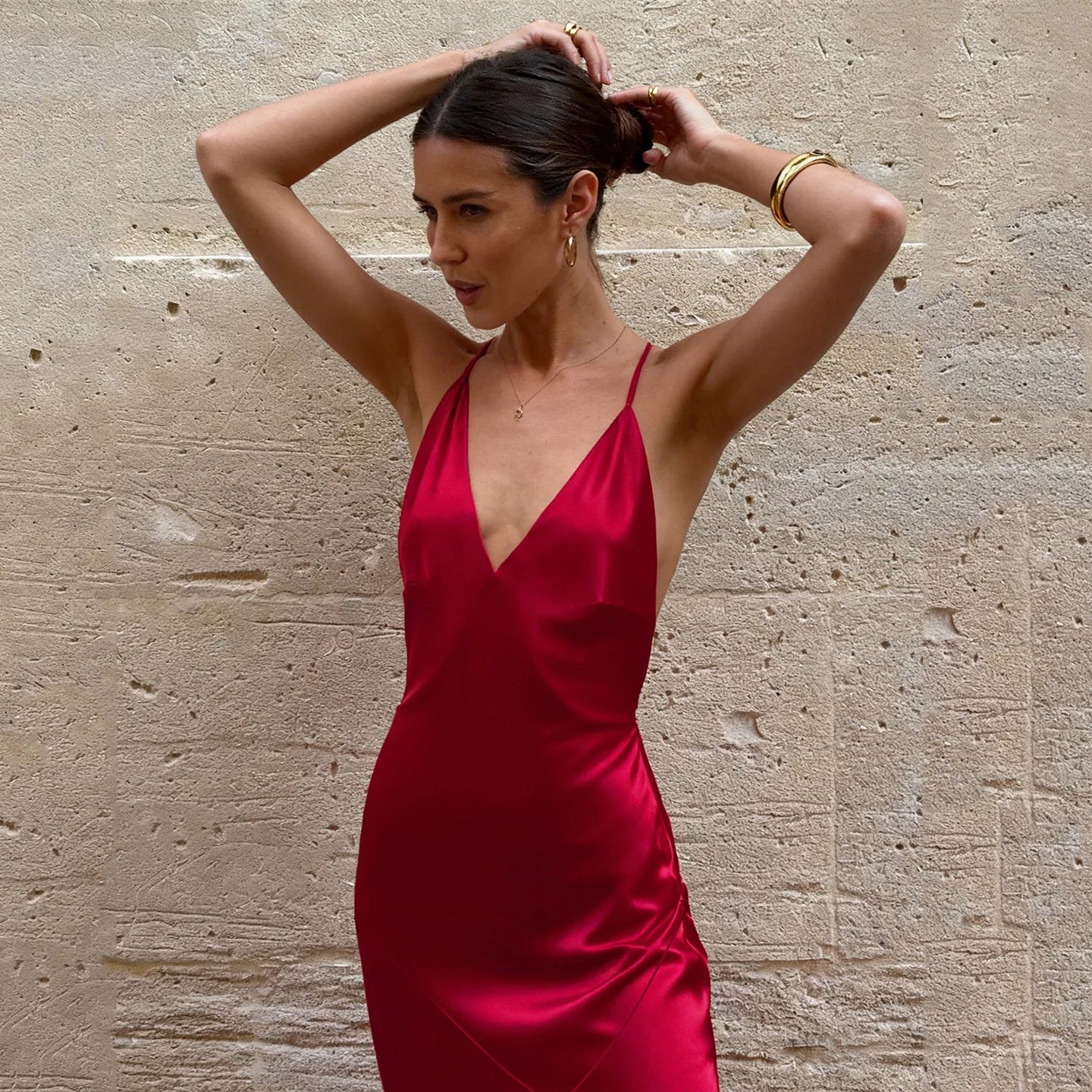 Suspender Elegant Evening Dress Banquet Sexy Deep V-neck Backless LADYLYS