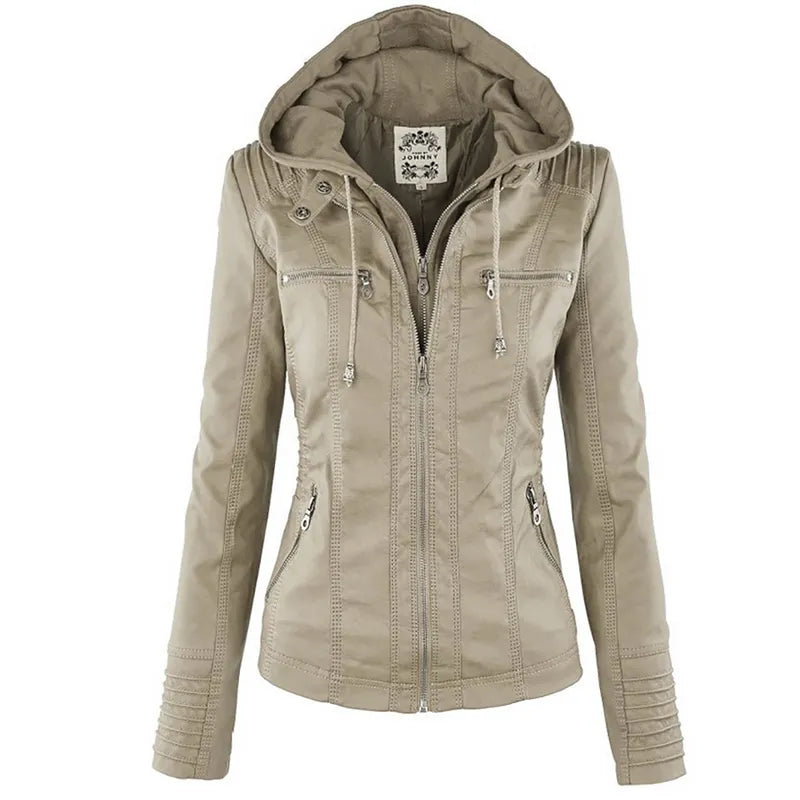 Veste d'hiver en Faux cuir pour femme, manteaux de base décontractés, imperméables