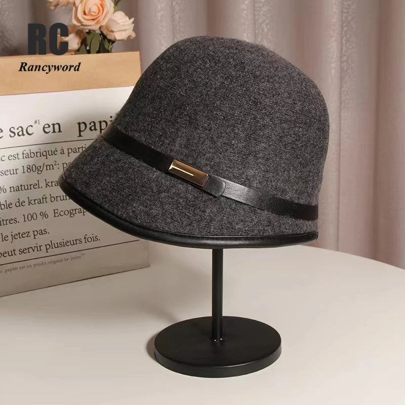 Chapeau melon en laine pour femme, nouveau style, automne, hiver, élégance