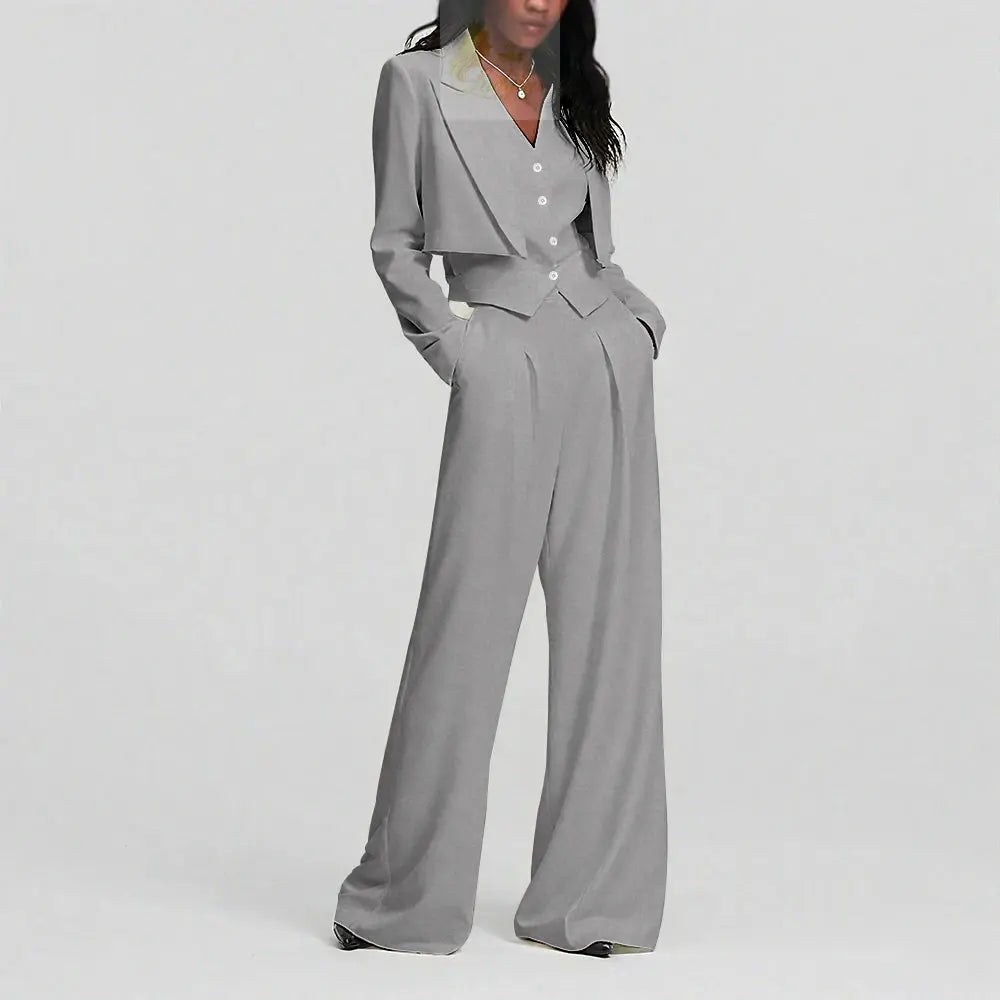 Elegant Single Button Women Pants Set New Female Three Pieces(Blazer+Trousers+Vest) LADYLYS