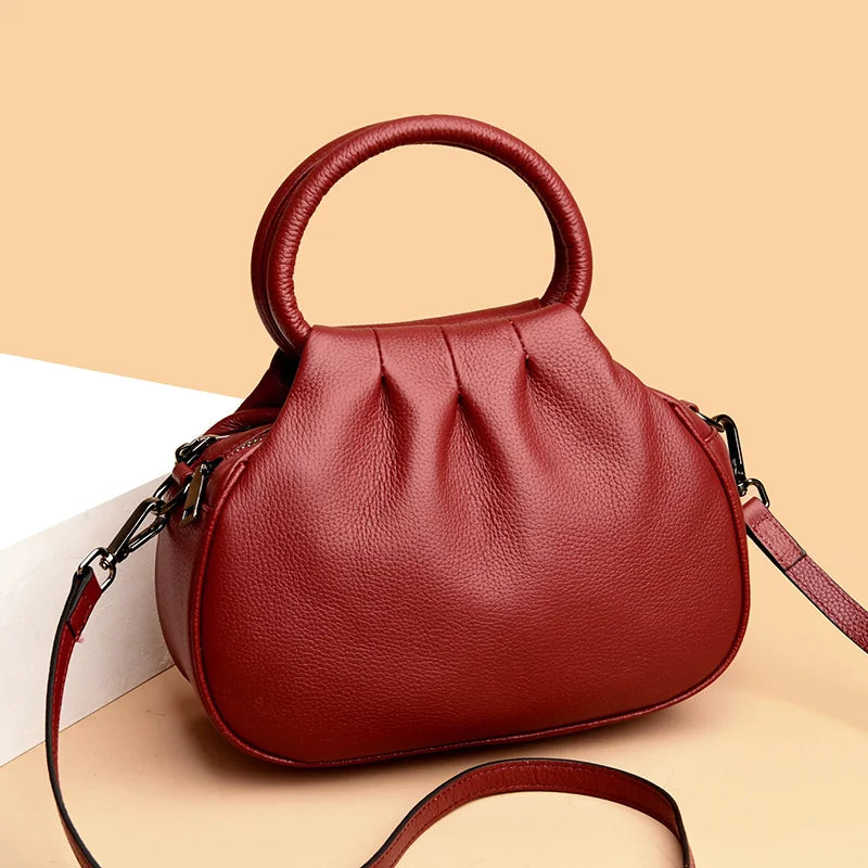 Sac à bandoulière en cuir de vachette 100 % de haute qualité pour femme, sac à main de luxe en cuir de couleur unie