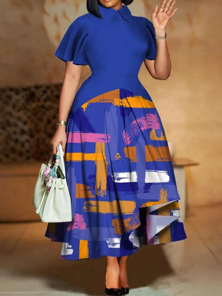 Summer Short Sleeve Street Style Casual 3XL 4XL Big Size Maxi Dress Oversized LADYLYS
