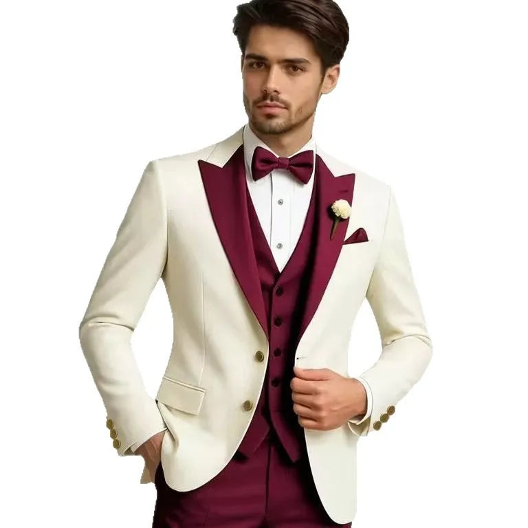 Men's Tailored Suit Three-Piece Set Casual Wedding Groomsmen LADYLYS