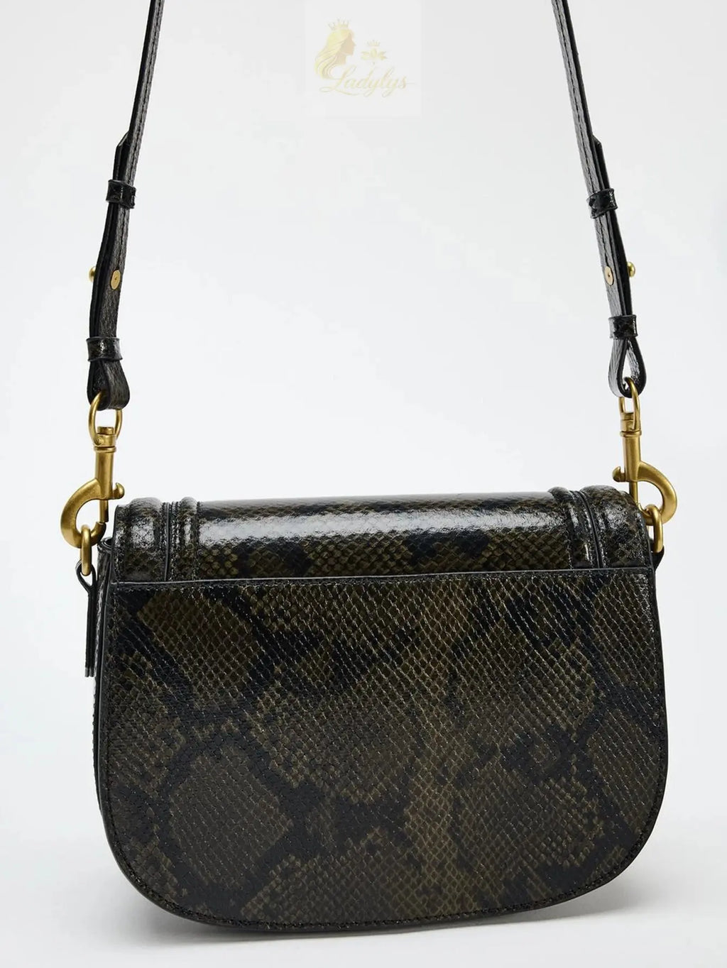 Magnetic buckle flip cover and decorative snake print crossbody bag LADYLYS