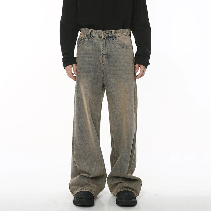 IEFB homme Baggy jean Style port usé ample jambe large Denim pantalon Chic