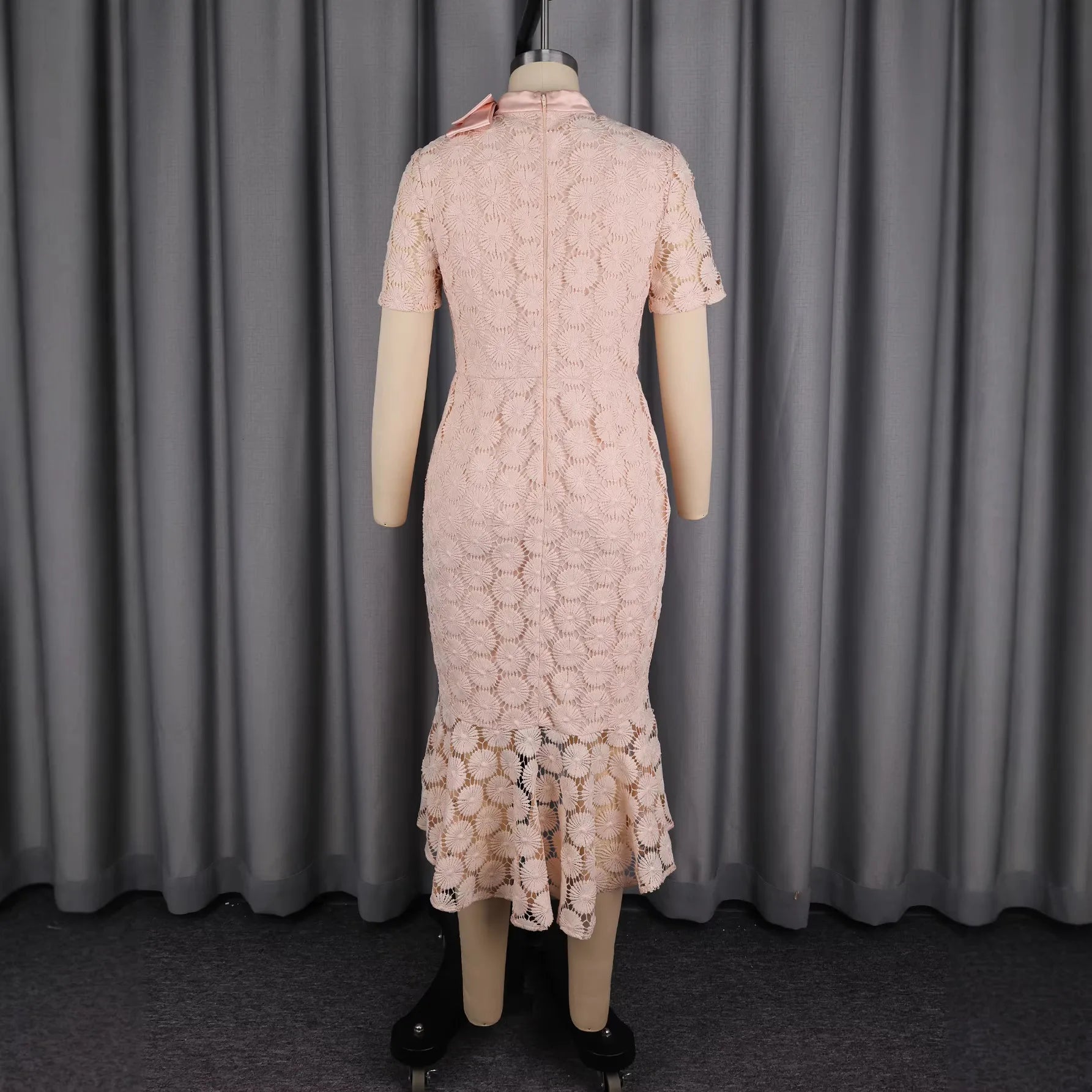 Elegant A Line Lace Dress O Neck Short Sleeves Hollow Out LADYLYS