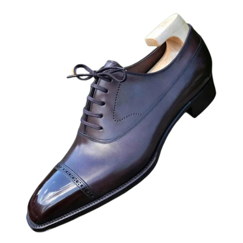 Chaussures Derby marron pour hommes d'affaires, chaussures noires à lacets et bout rond