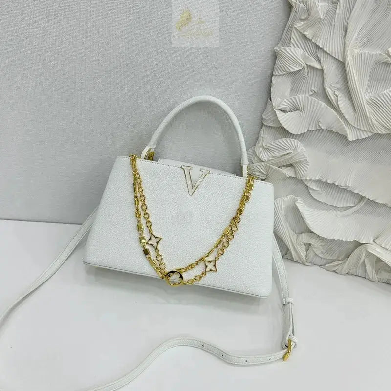 Luxury High-grade Women V-Shape Metal Chain Handbag LADYLYS