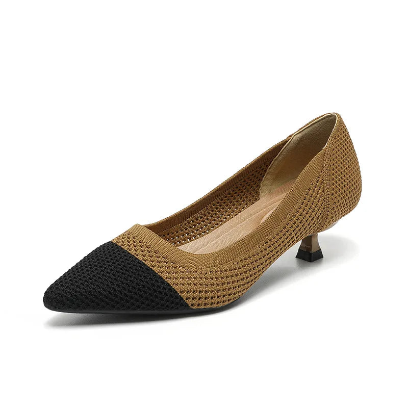 High-heeled shoes solid color knitted breathable rubber anti-skid LADYLYS