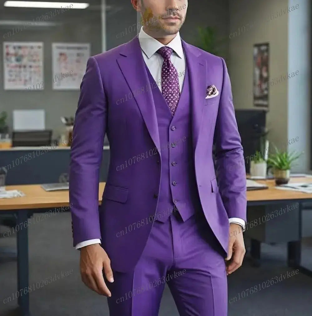 Business Male Tuxedos 3 Piece Set Jacket Vest Pants LADYLYS