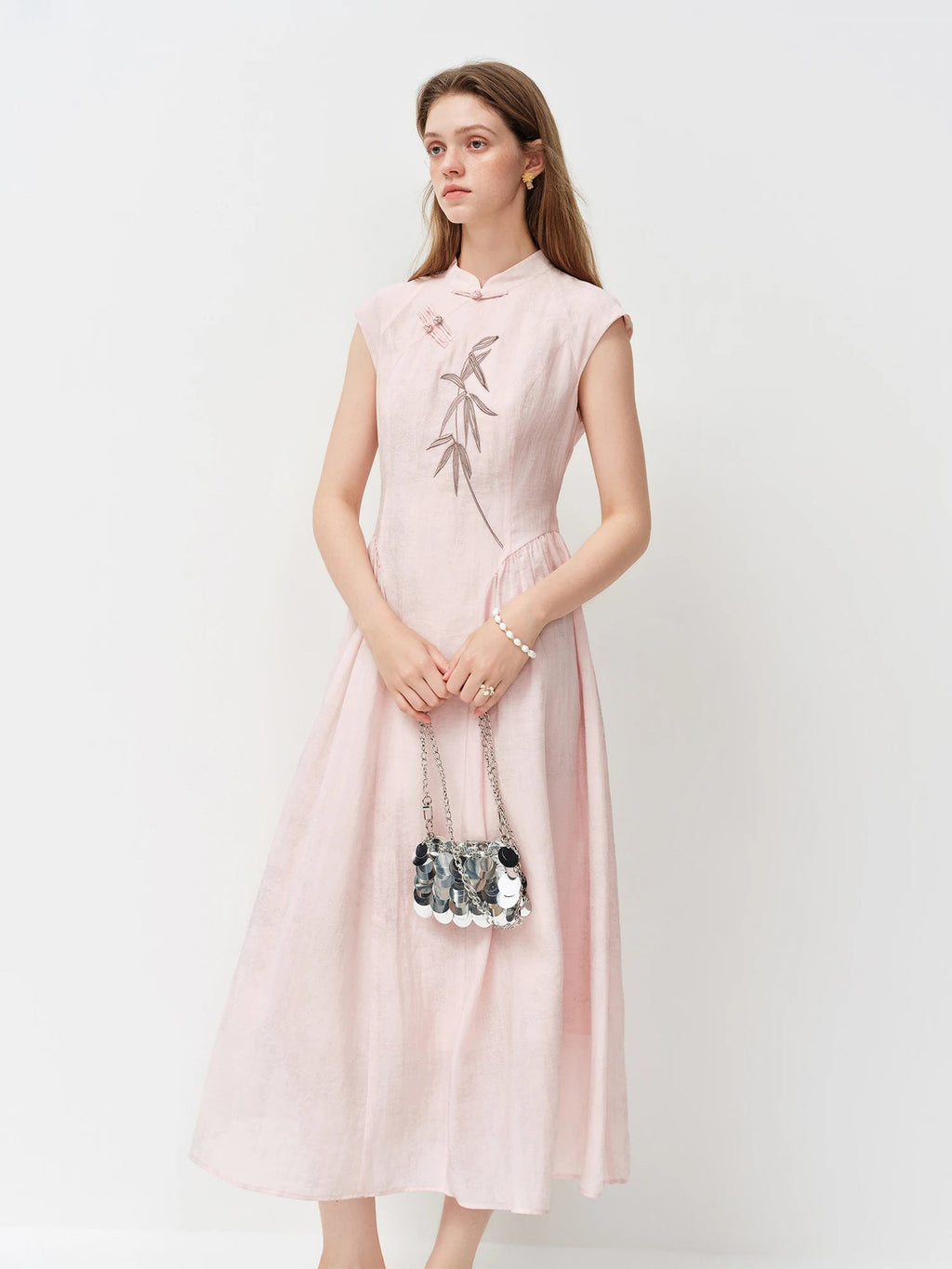 Style Embroidery Slim-Fit Long Dress for Women LADYLYS