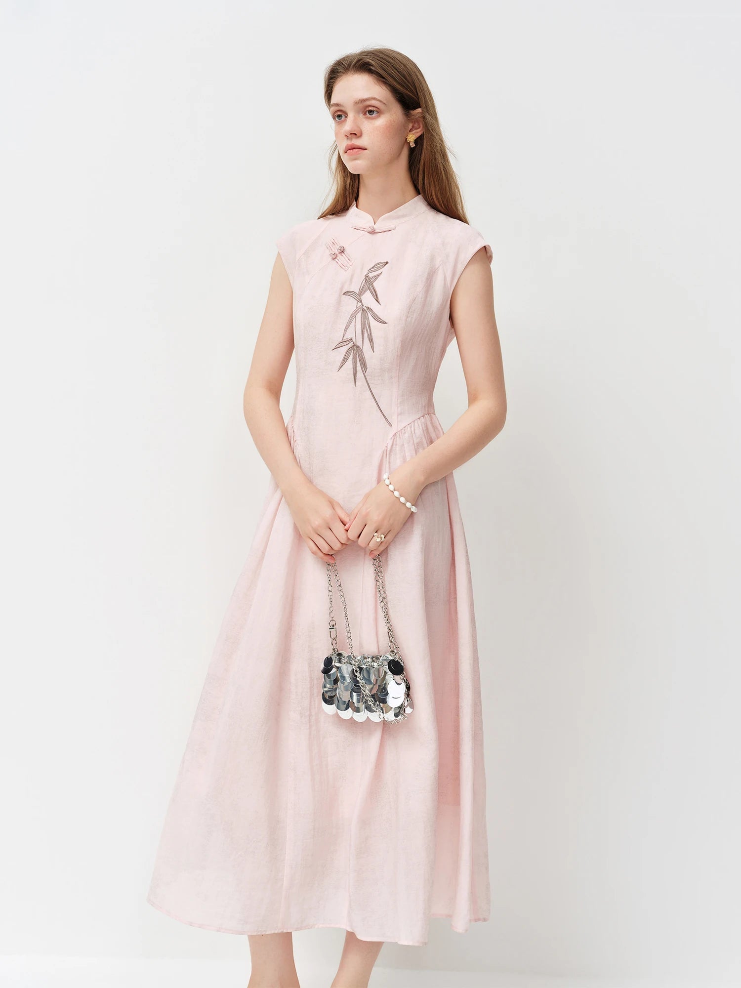 Style Embroidery Slim-Fit Long Dress for Women LADYLYS
