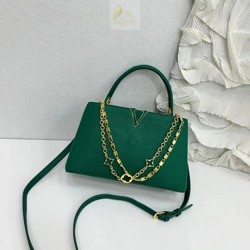 Luxury High-grade Women V-Shape Metal Chain Handbag LADYLYS