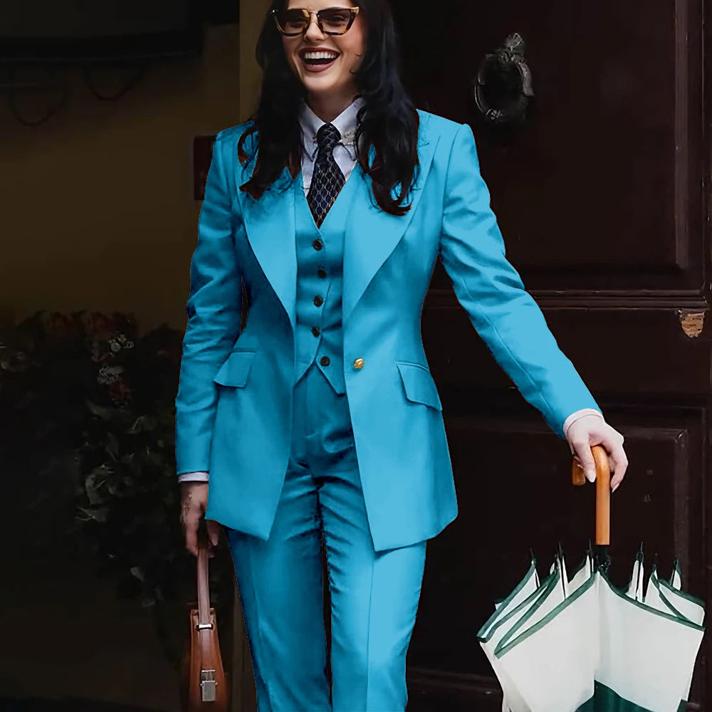 Women's Jacket Pant Sets 3Piece Suit Single Button Professional Outerwears LADYLYS