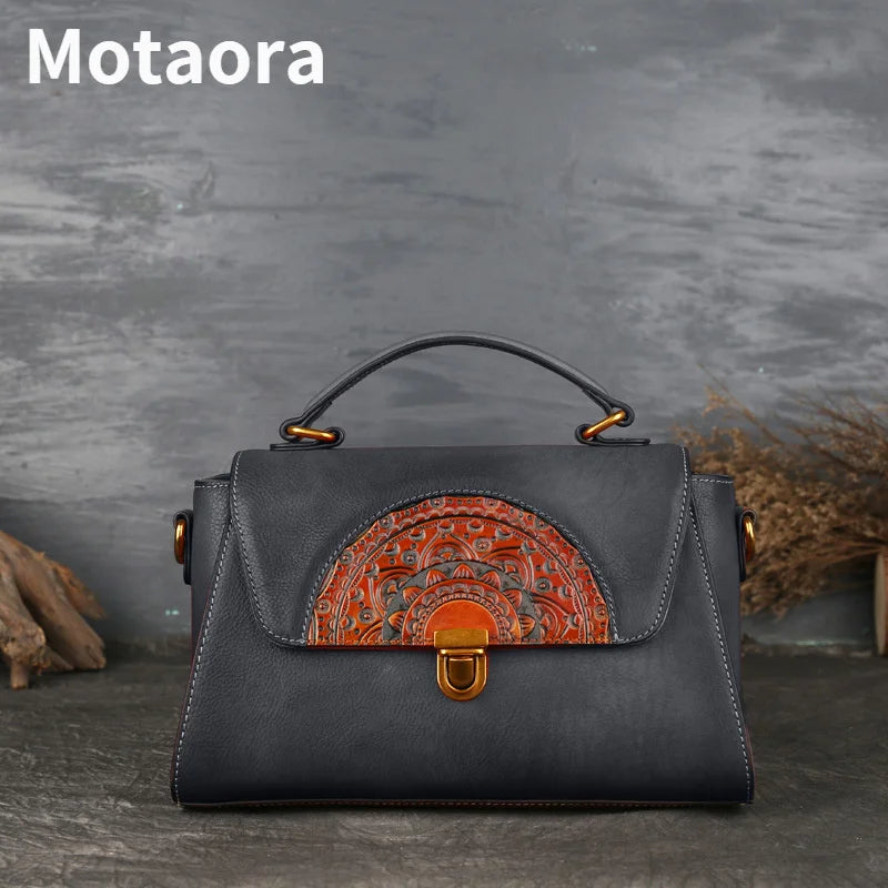 MOTAORA Vintage à la main en relief pour femmes sacs à bandoulière concepteur de luxe