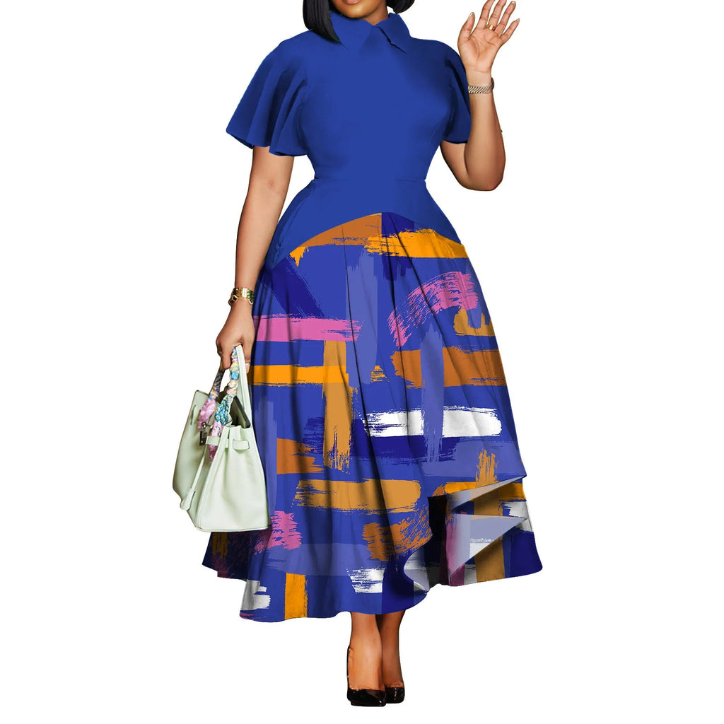 Summer Short Sleeve Street Style Casual 3XL 4XL Big Size Maxi Dress Oversized LADYLYS