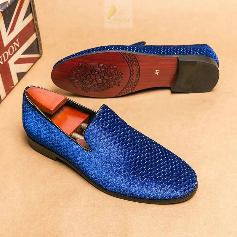 Velvet Men Loafers Luxury Brand Shoes Slip on Pointed Toe LADYLYS
