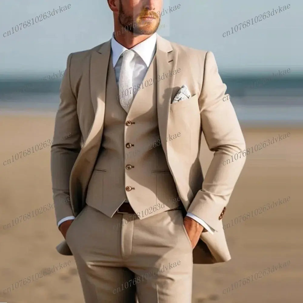 Business Male Tuxedos 3 Piece Set Jacket Vest Pants LADYLYS