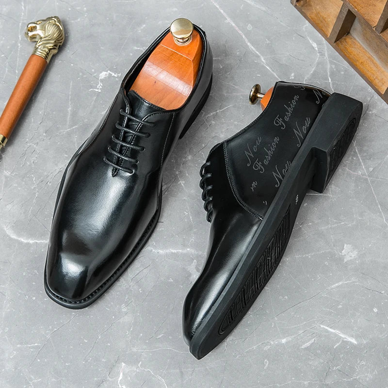 Chaussures habillées pour hommes à tête carrée, Oxfords formels à la mode, chaussures Derby de haute qualité