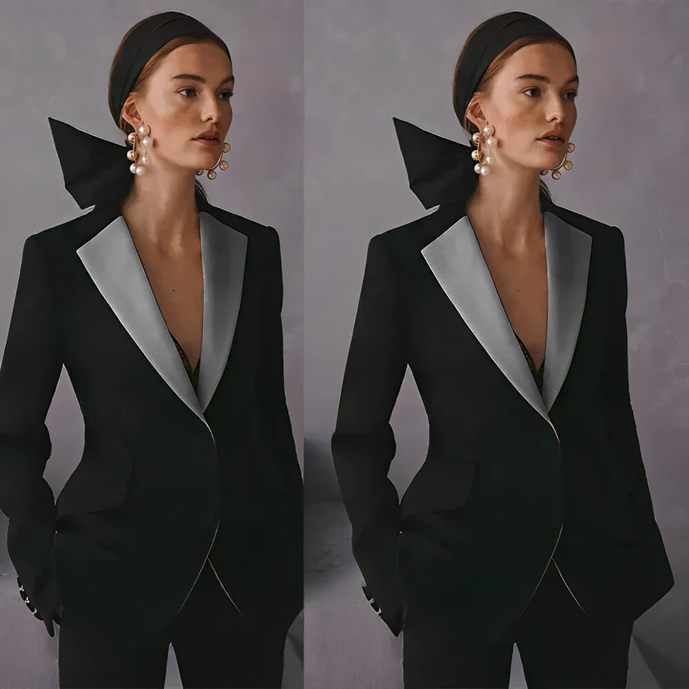 Costume ajusté pour femmes, Blazer à revers cranté, ensemble de mariage formel, tenue de taille personnalisée