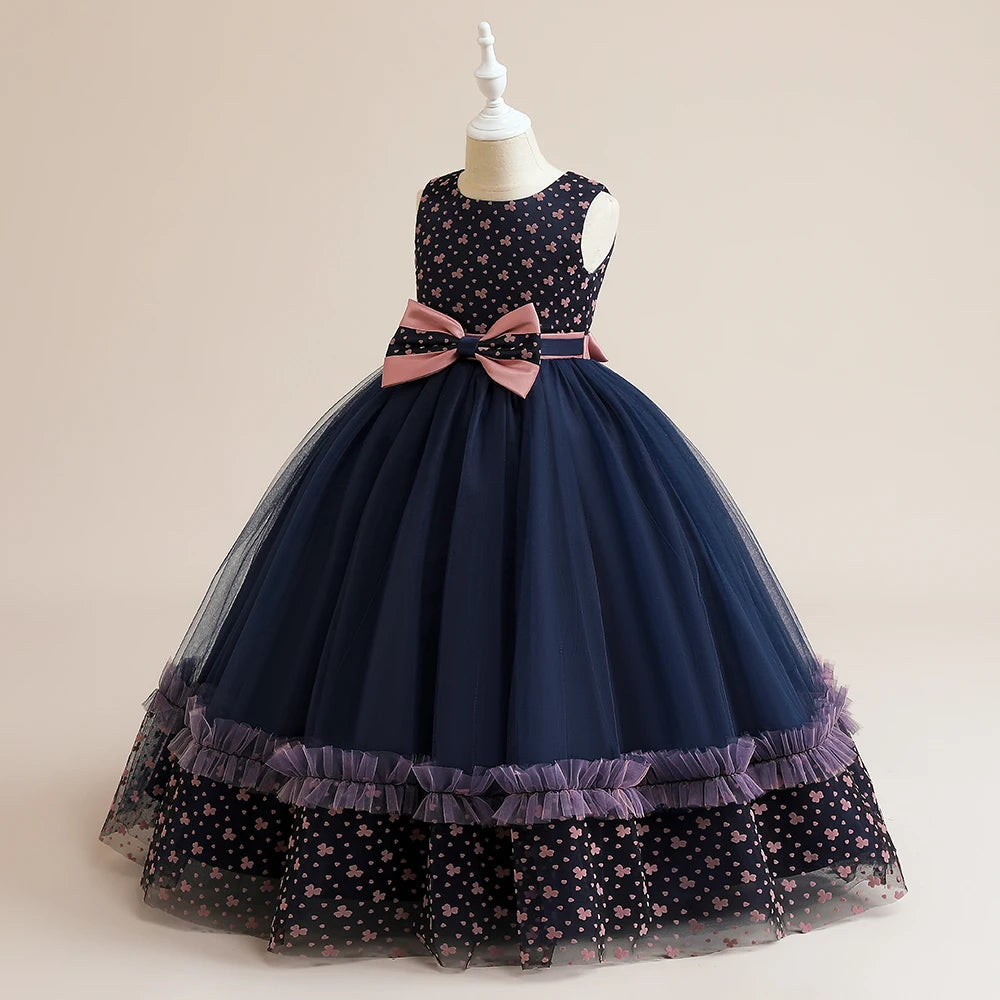 Robe d'été à fleurs pour filles, tenue de mariage élégante en Tulle pour demoiselle d'honneur