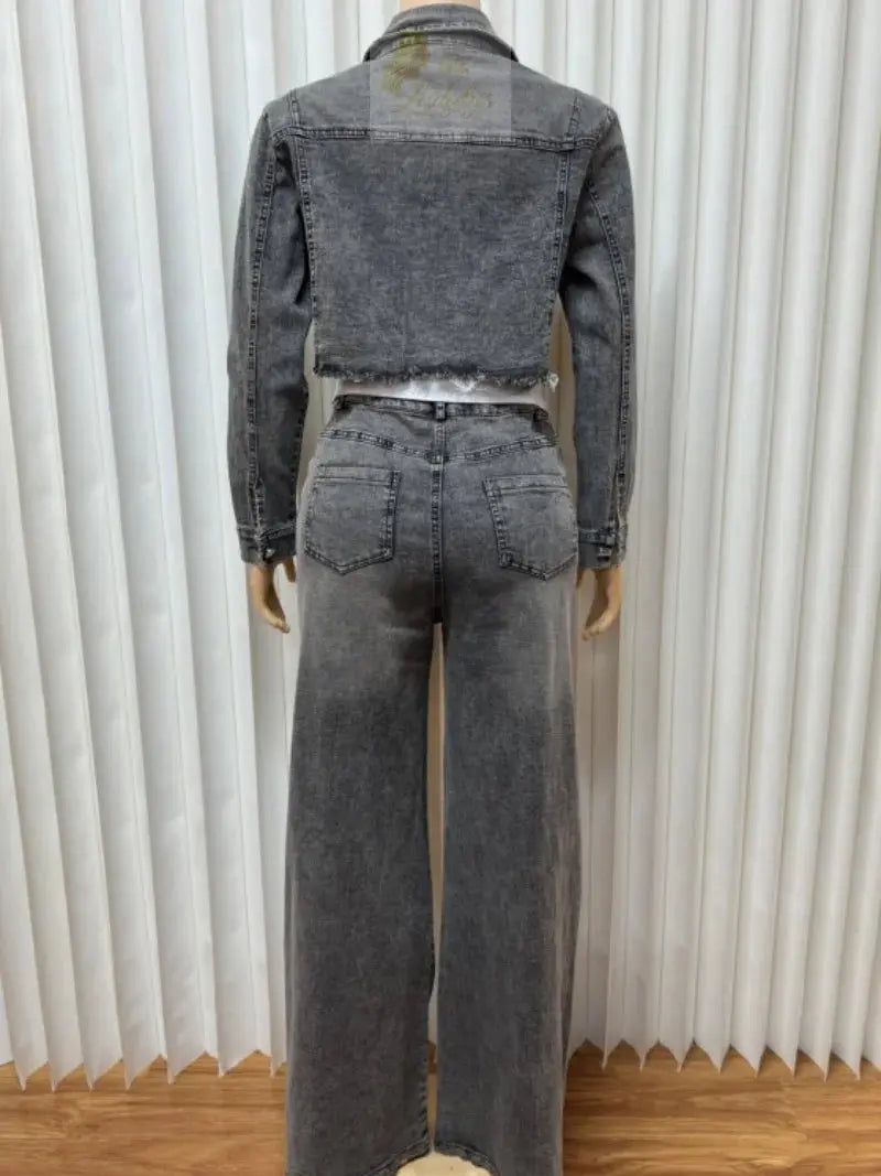Streetwear Denim 2 Piece Sets Long Sleeve Jean LADYLYS