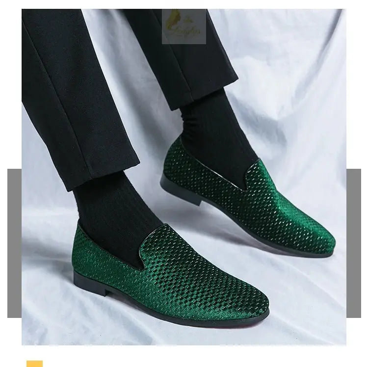 Velvet Men Loafers Luxury Brand Shoes Slip on Pointed Toe LADYLYS