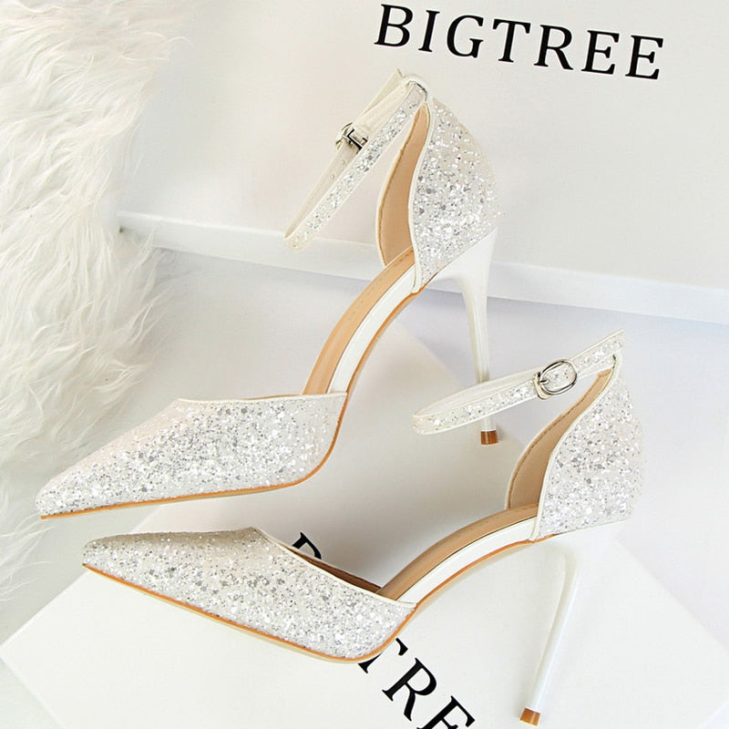 BIGTREE chaussures Sexy talons hauts à paillettes scintillantes