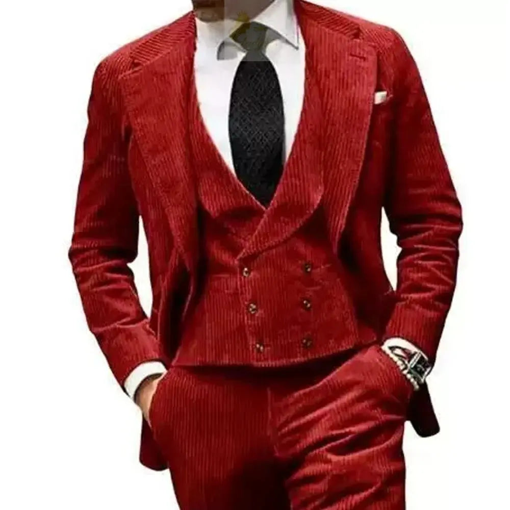 Velvet Men's Suit 3 Piece Corduroy Blazer Vest Pants Set LADYLYS