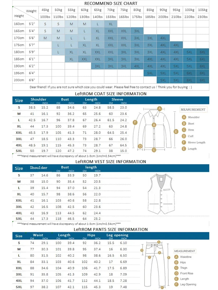 (Vestes + Gilet + Pantalon) Plaid Hommes Costume D'affaires Décontracté