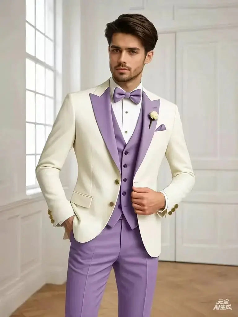 Men's Tailored Suit Three-Piece Set Casual Wedding Groomsmen LADYLYS