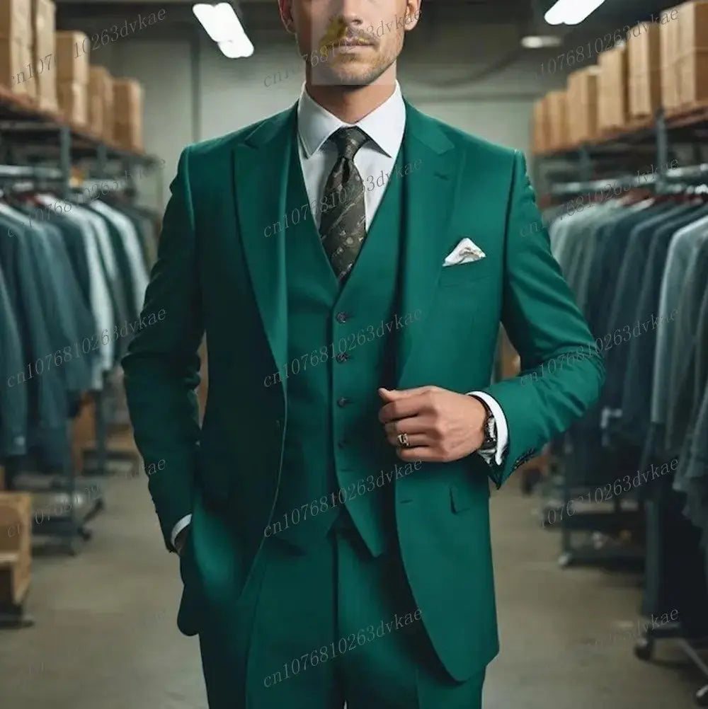 Business Male Tuxedos 3 Piece Set Jacket Vest Pants LADYLYS