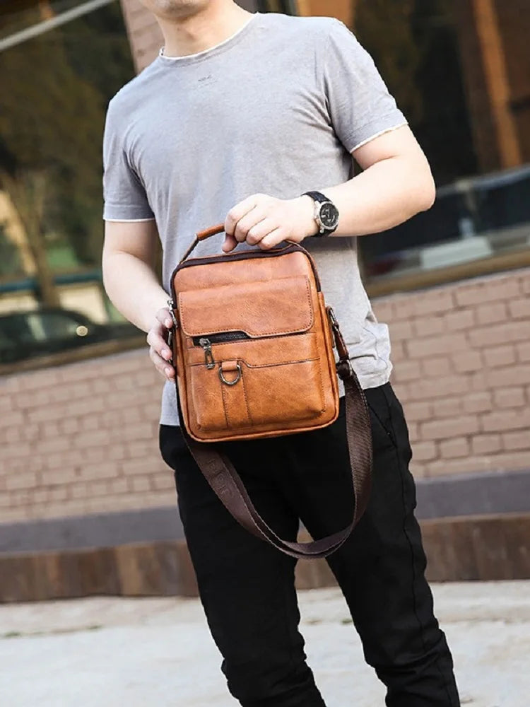Single-shoulder crossbody bag hand-held vertical large-capacity leather bag breathable and wear-resistant LADYLYS