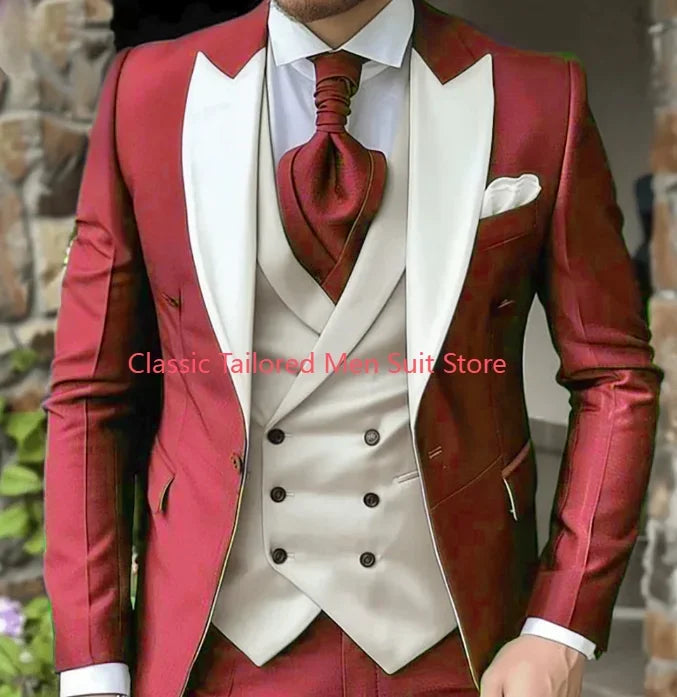 Elegant Wedding 3 Piece Jacket Pants Vest Full Set Luxury LADYLYS