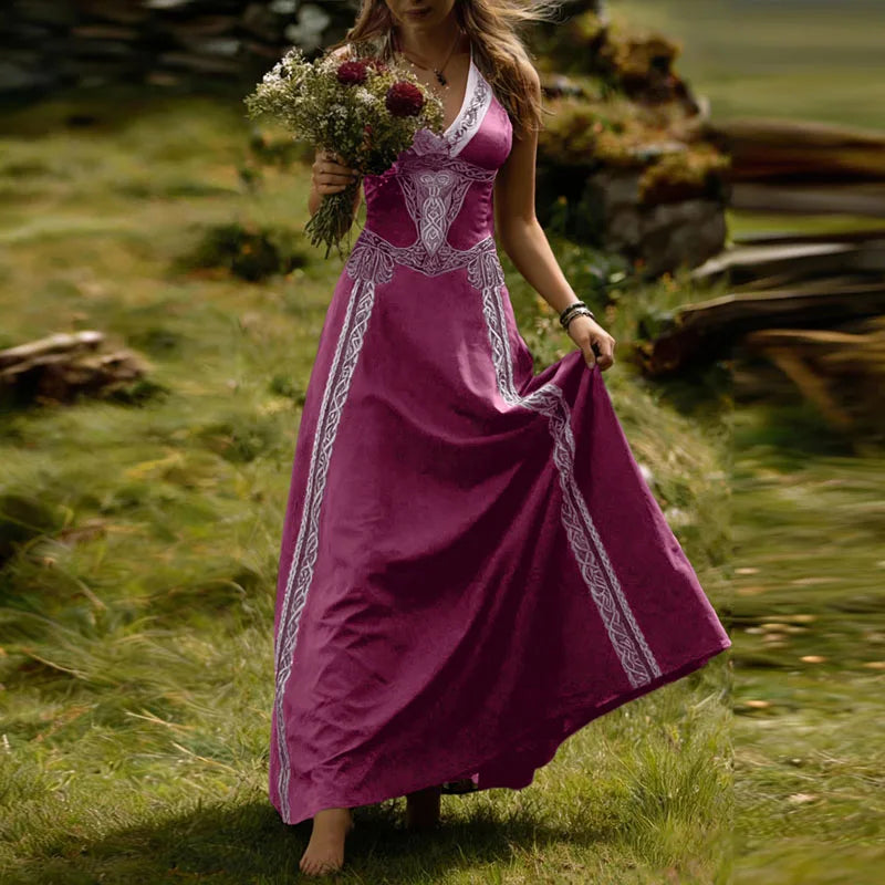 Ethnic summer Retro Print Swing Maxi Dress LADYLYS