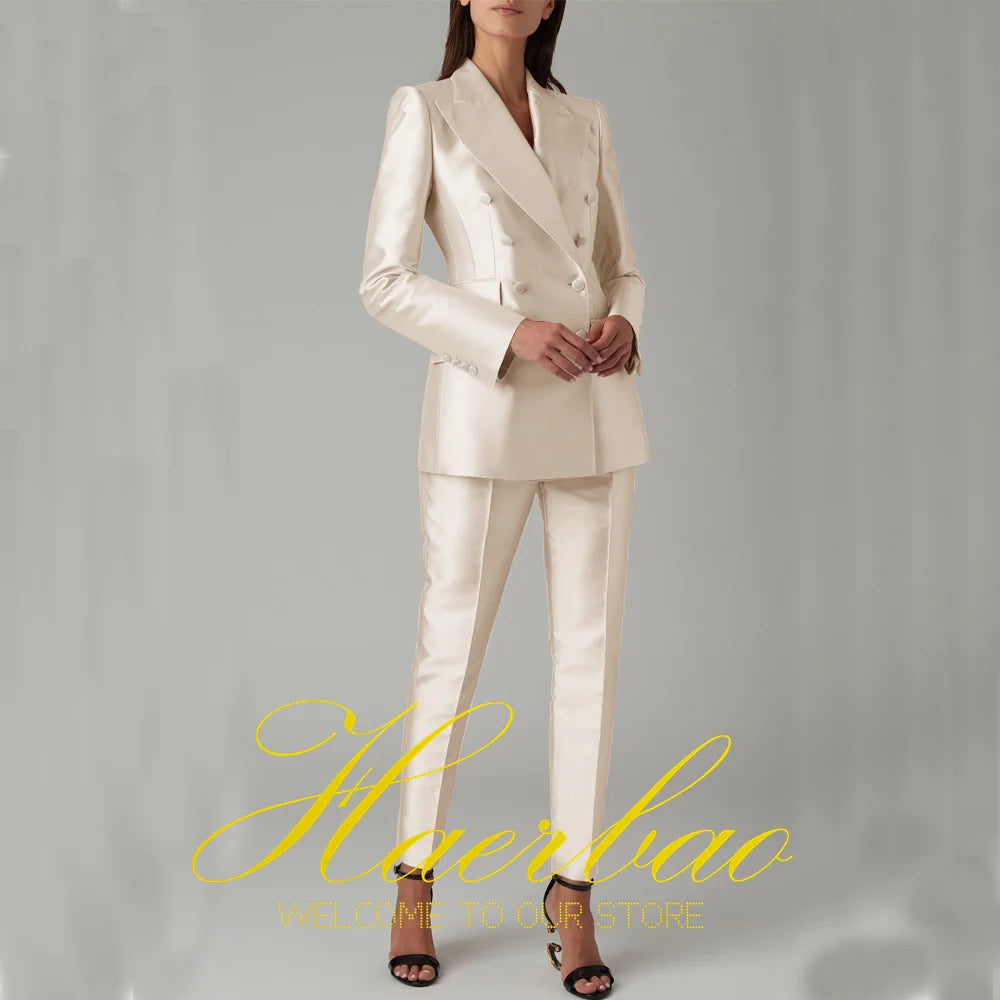 Costume blazer et pantalon croisé pour femmes, formel, personnalisé