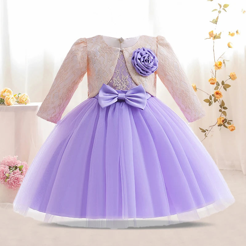 Robe de soirée pour filles, 2 pièces, vêtements de princesse avec nœud