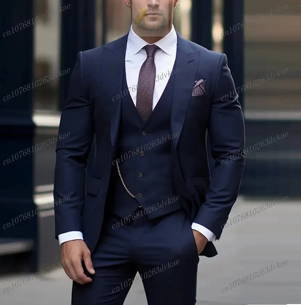 Business Male Tuxedos 3 Piece Set Jacket Vest Pants LADYLYS