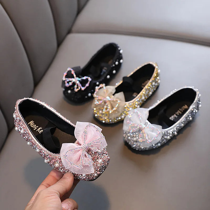 AINYFU Nœud Princesse Chaussures Filles Couleur Paillettes