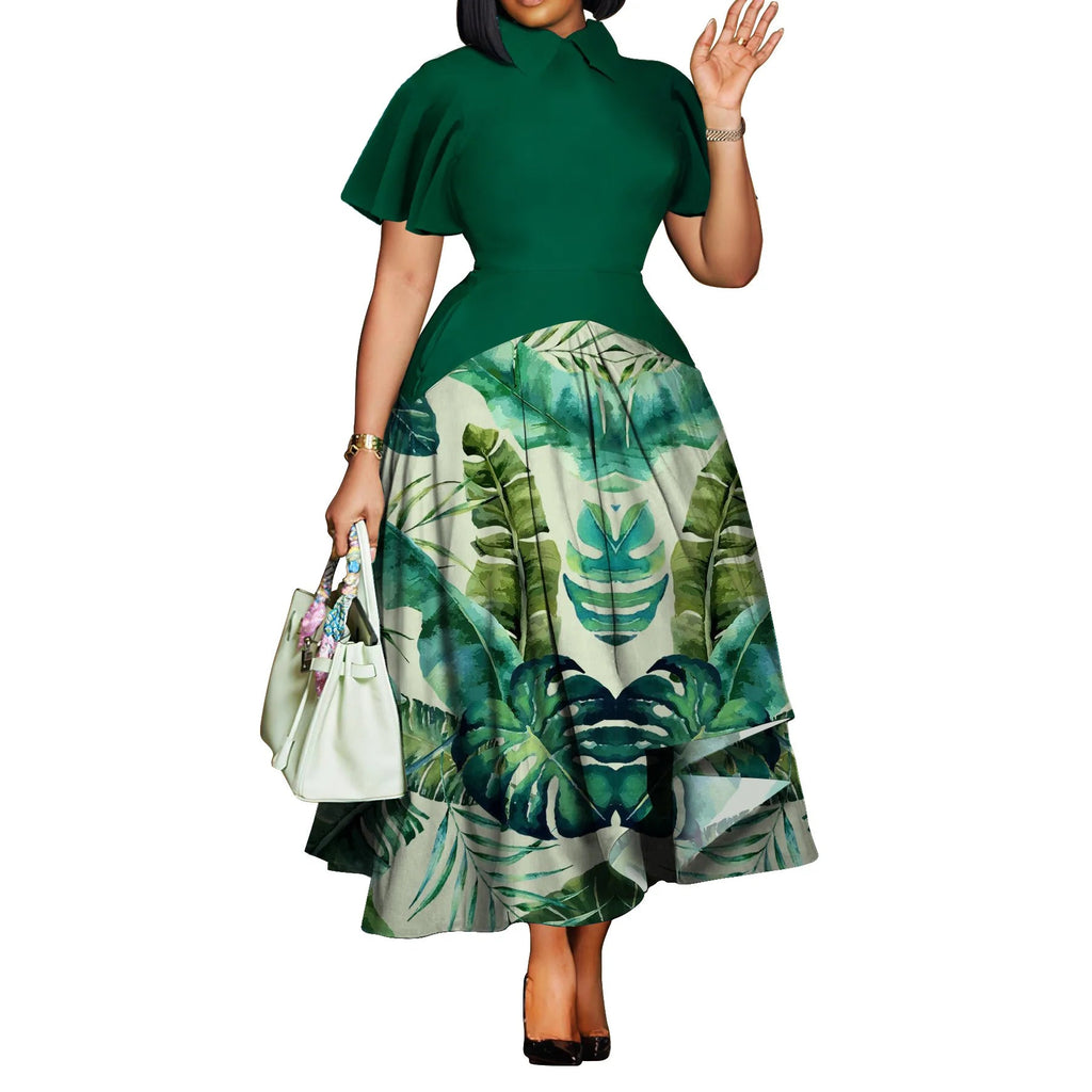 Summer Short Sleeve Street Style Casual 3XL 4XL Big Size Maxi Dress Oversized LADYLYS