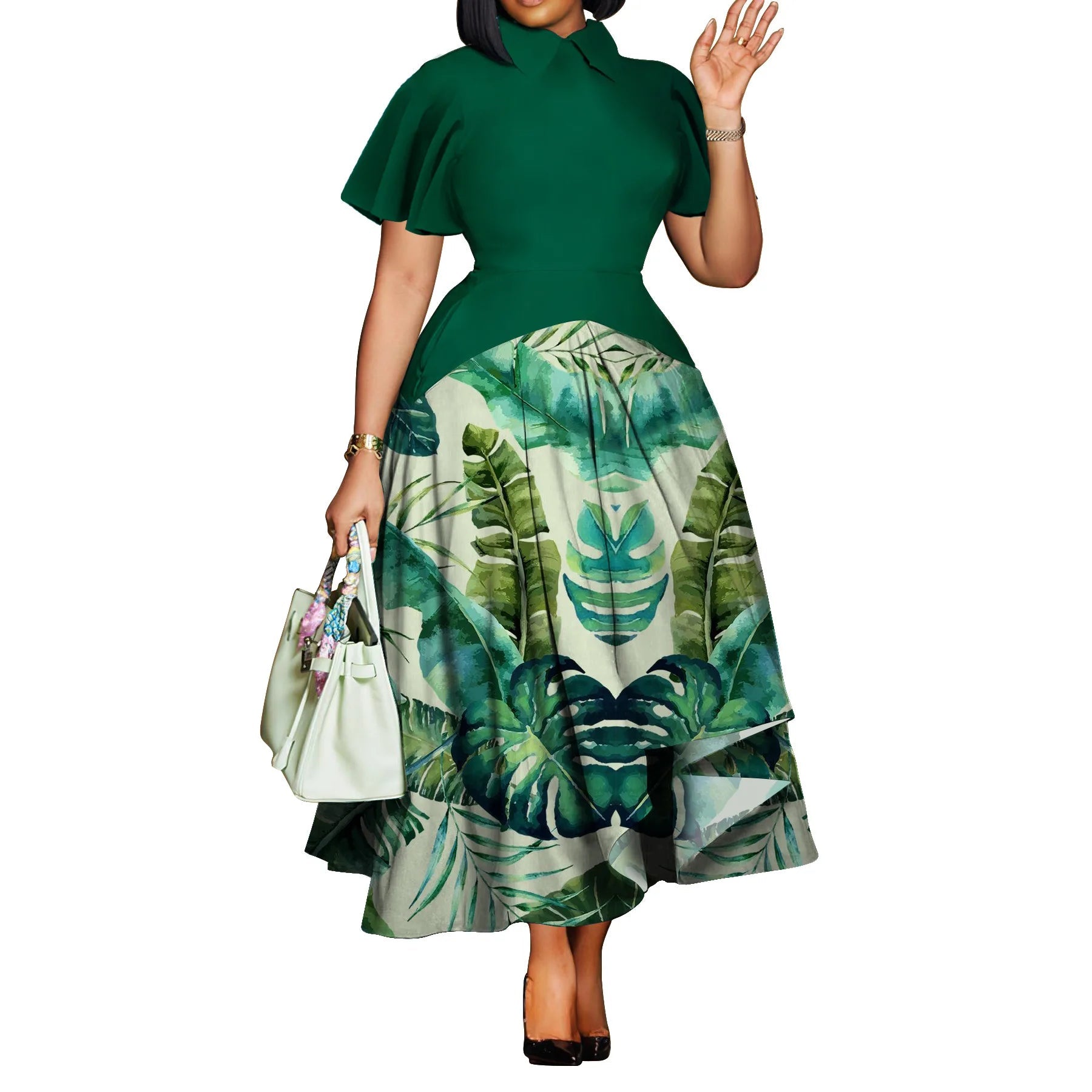 Summer Short Sleeve Street Style Casual 3XL 4XL Big Size Maxi Dress Oversized LADYLYS