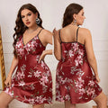 Floral Print Nightgown Oversize 4Xl 5Xl Sleepwear Women Satin Nightwear LADYLYS