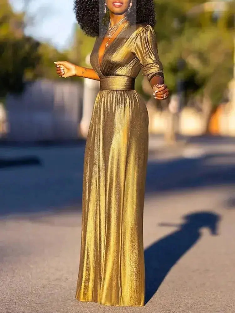Sexy Deep V-neck High Waisted Wide Leg Jumpsuits LADYLYS