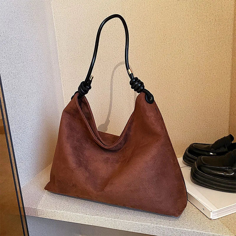 Sac à main vintage en cuir pour femme, grande capacité, nouveau design d'hiver en faux daim