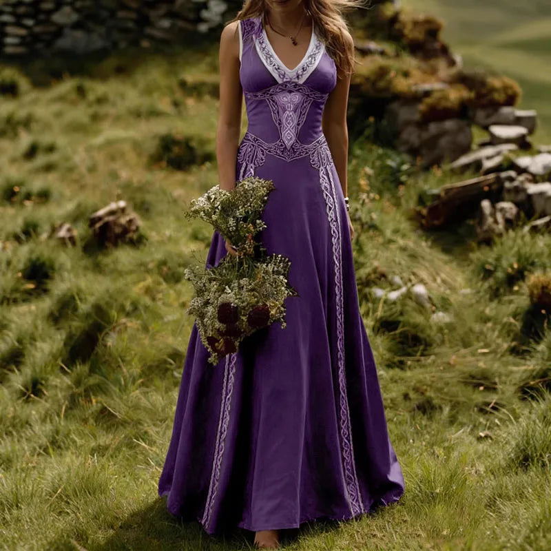 Ethnic summer Retro Print Swing Maxi Dress LADYLYS