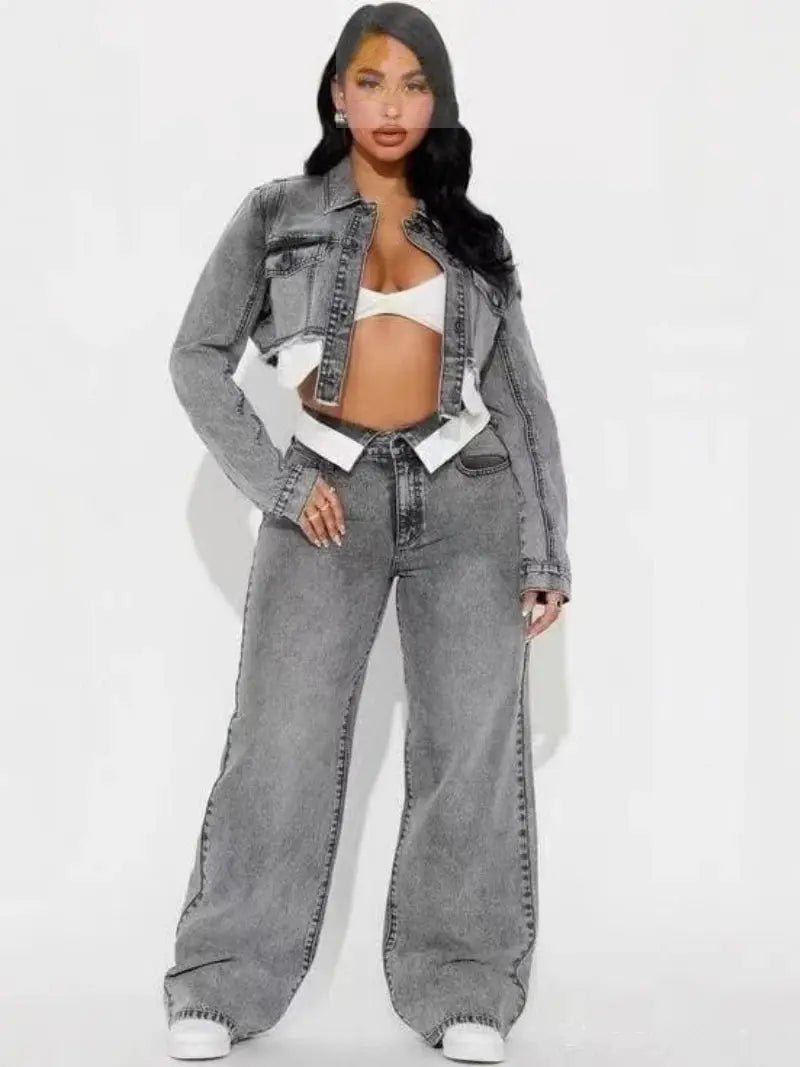 Streetwear Denim 2 Piece Sets Long Sleeve Jean LADYLYS