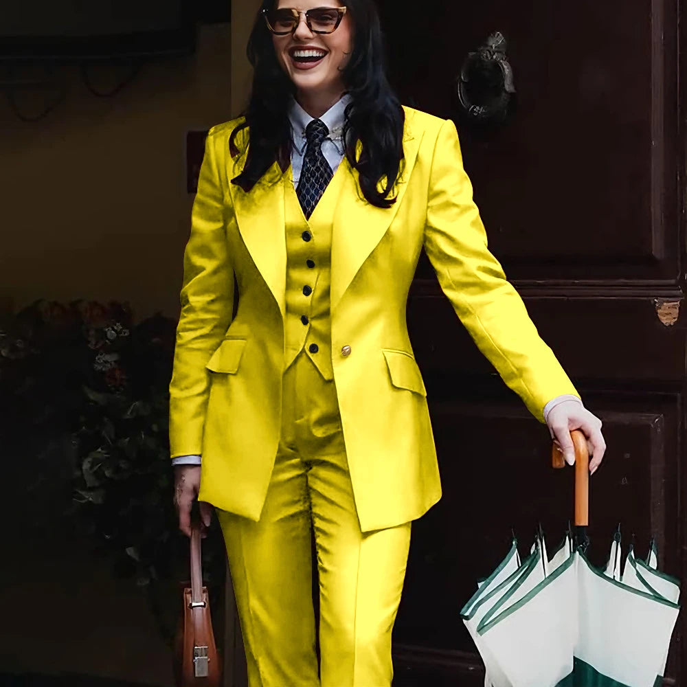 Women's Jacket Pant Sets 3Piece Suit Single Button Professional Outerwears LADYLYS