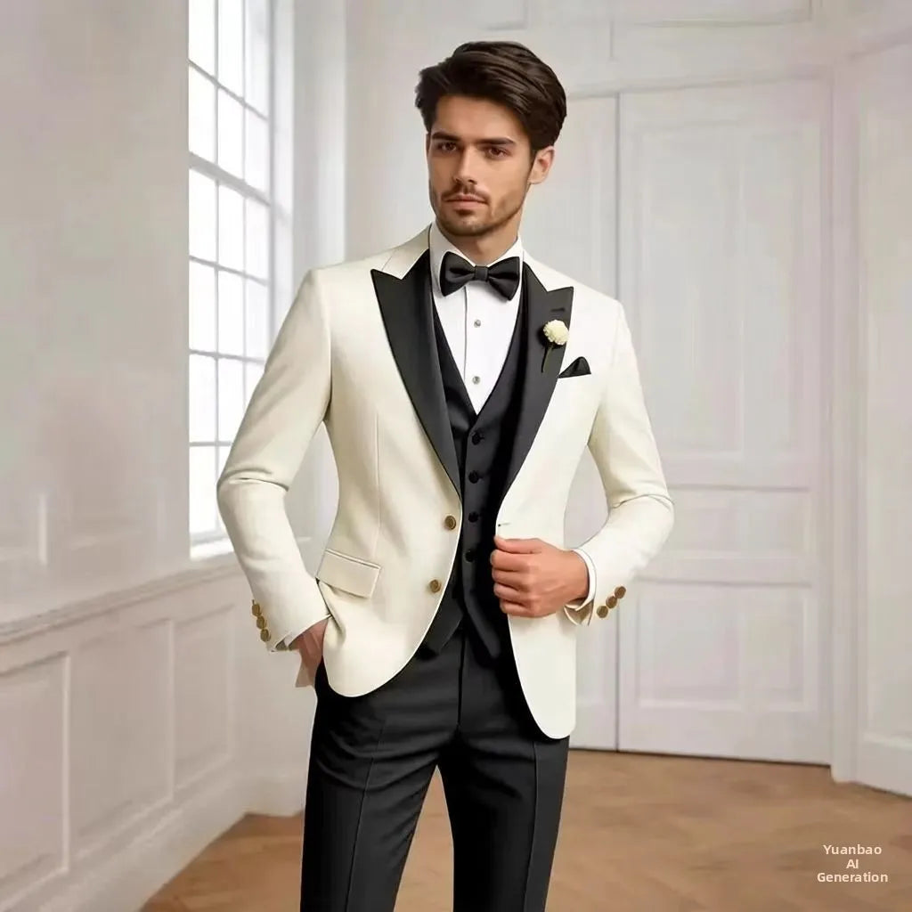 Men's Tailored Suit Three-Piece Set Casual Wedding Groomsmen LADYLYS