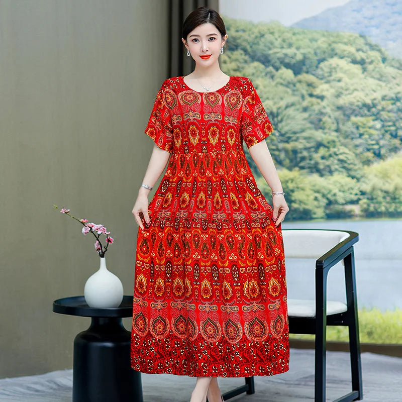 Summer Dresses Cotton Vintage Casual Print LADYLYS